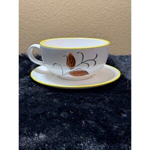 Handpainted Ceramic Large Cup Saucer Cappuccino Latte Soup Italy